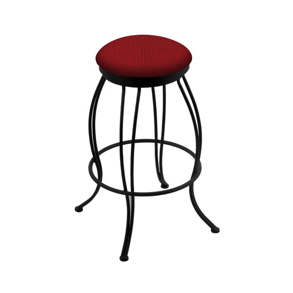 30" Swivel Bar Stool, Black Wrinkle, Graph Ruby Seat